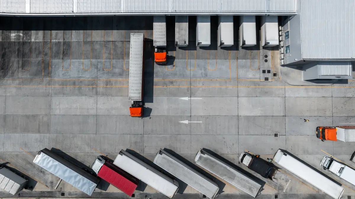 Aerial top view of a logistics hub — interAsia+ global reach